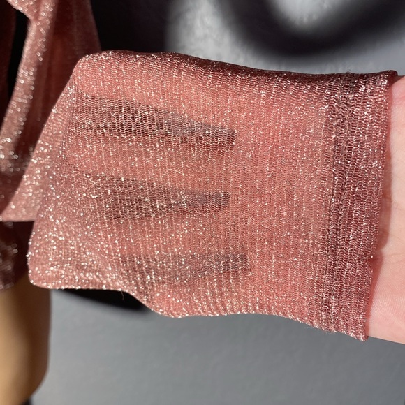 HOLLISTER - top & tank: taupe metallic sheer button down l/s w detach. tank - L - Picture 13 of 16